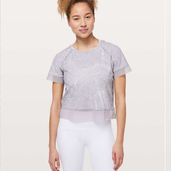 Lululemon stripe in stride short sleeve W3BZXS In Spirit Multi paisley *10-12 - Picture 2 of 13